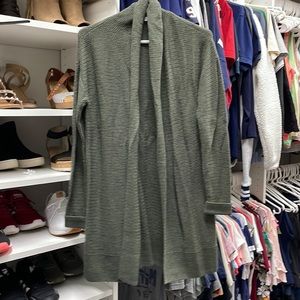 Army green long cardigan